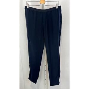 VINCE Relaxed Fit Pants Tuxedo Side Stripe Elastic Waist Dark Navy Blue Size M
